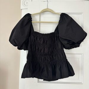 Elegant Black Puff Sleeve Top